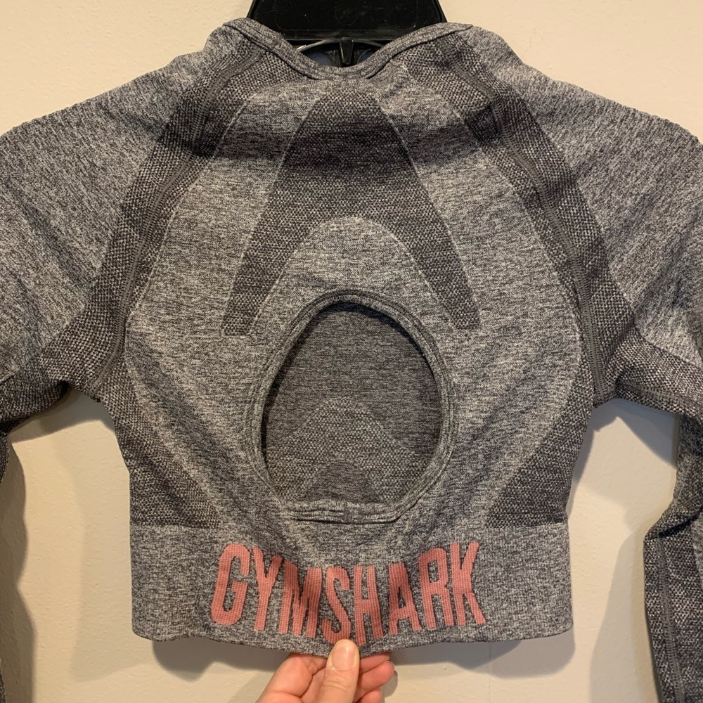 Gymshark Flex Open Back Crop Top Grey Marl Small